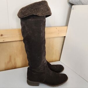 Napoleoni Brpwn Suede Leather Sherpa Lined Over The Knee Winter Boots Size 40 9